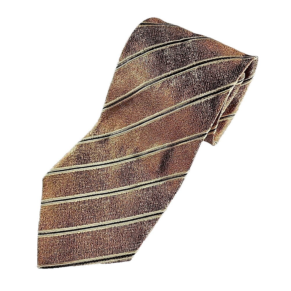 Joseph Abboud Gold Striped Silk Tie Necktie - Made in Italy - Like New